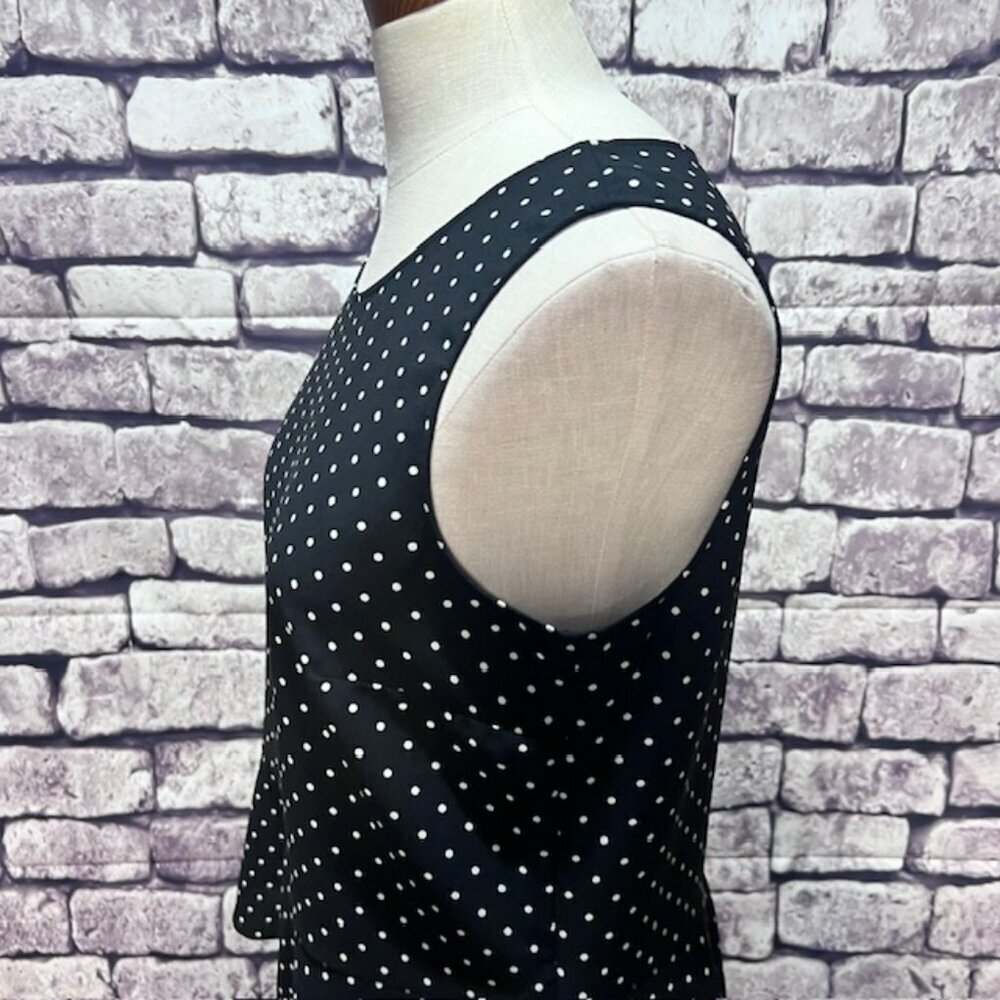 Talbots Black & White Polka Dot Blouse W/ Peplum Bottom Size 10 - Picture 4 of 8